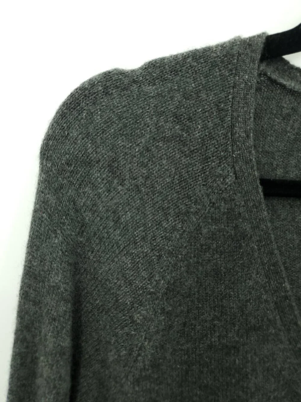 Sutton Studio Dark Gray 100% Cashmere V-Neck Cardigan Sweater Size L